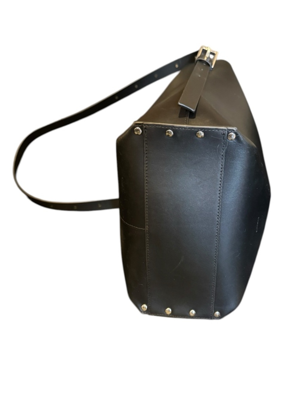 New All Saints Black Leather Miró Crossbody Bucket Shoulder Bag Purse Tote - Picture 4 of 8
